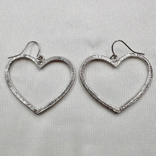 Vintage Rhinestone Open Heart Dangle Earrings | Silver Tone Y2K Romantic Jewelry