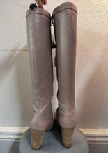 Pink Two-Tone Knee-High Boots – Suede & Leather Mix
