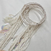 Vintage Wrap-Around Beaded Fringe Bracelet | Iridescent Sequin & White Bead Cuff | Boho Statement Jewelry