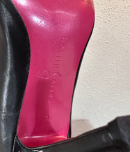 Black Stretch Panel High Heel Boots – Pointed Toe, Sleek Leather Look, Platform Stiletto Boots