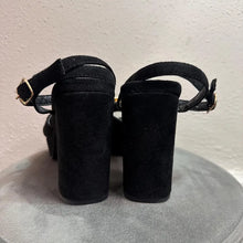 Nasty Gal Black Platform Heels with Gold Chain – Y2K Chunky Sandals Size EU