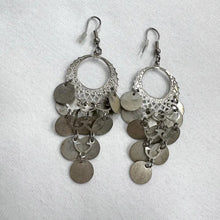 Vintage Silver Coin Dangle Earrings – Boho Statement Drop Earrings, Festival Gypsy Style