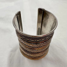 Vintage Wide Gold Tone Cuff Bracelet | Tribal Boho Statement Bangle | Adjustable Textured Metal Cuff