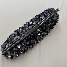 Vintage Sequin Clutch Bag – Black & Silver Disc Embellished Evening Clutch