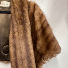 Vintage 1950s Mink Fur Cape Stole | Mid Century Fur Wrap | Shawl Collar Fur Cape | Brown Fur Stol