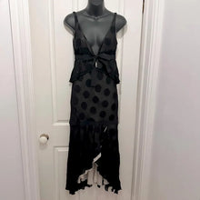 Exclusive Mng Edition Black Polka Dot Chiffon Open Back Maxi Dress Size S