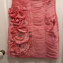 Vintage MAY QUEEN Pink One Shoulder Rosette Cocktail Dress Y2K Prom Dress Size 14