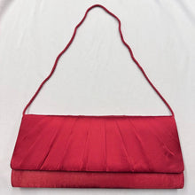 Vintage Red Satin Evening Bag | Pleated Formal Clutch, 90s Cocktail Party Purse