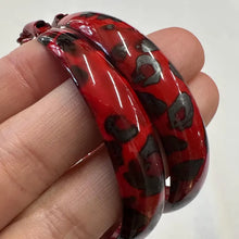 Vintage Red Leopard Print Chunky Hoop Earrings | Lightweight Statement Jewelry
