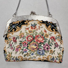Vintage Floral Tapestry Kiss Lock Handbag | Victorian Carpet Bag, Made in Hong Kong