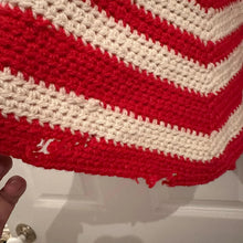 Vintage Red & Cream Striped Knit Cape | Retro Crochet Poncho | Statement Vintage Outerwear