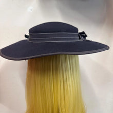Vintage Black Wool Wide Brim Hat | Feather Trim, Ribbon Detail, Made in New Zealand
