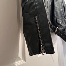 Vintage Black Leather Asymmetrical Biker Jacket, Distressed Punk Rocker Coat