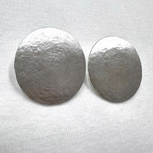 Silver Textured Disc Statement Stud Earrings – Bold Round Minimalist