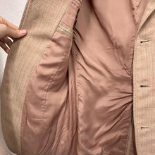 Vintage Italian Beige Pinstripe Blazer | Classic Tailored Jacket | Neutral Business Blazer | Women’s Medium