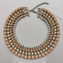 Vintage Beaded Statement Necklace / Chunky Bib Necklace / Peach & Ivory Beads / Tribal Inspired / Bold Vintage Jewelry