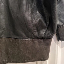 Vintage Bella J Black Leather Jacket | 80s Batwing Snake Print Panel Bomber