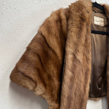 Vintage 1950s Mink Fur Cape Stole | Mid Century Fur Wrap | Shawl Collar Fur Cape | Brown Fur Stol