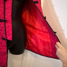 Vintage Red Floral Brocade Quilted Jacket | Mandarin Collar Frog Closure Coat