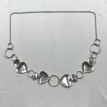 Vintage Silver Heart Statement Necklace | Y2K Chunky Heart Chain Necklace | Modern Romantic Jewelry