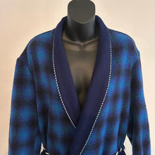 Vintage Blue Plaid Wool Wrap Coat | 100% Pure Wool, Oversized Belted Jacket