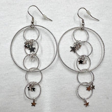 Silver Star Charm Circle Drop Earrings – Layered Hoop Statement