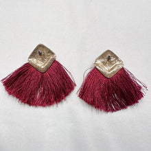 Vintage Red Tassel Statement Earrings | Plaid Rhinestone Fringe Earrings | Boho Glam Jewellery
