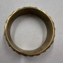 Vintage Brass Tone Studded Bangle | Geometric Statement Bracelet | Wide Retro Cuff Jewelry | Bohemian Vintage Accessory