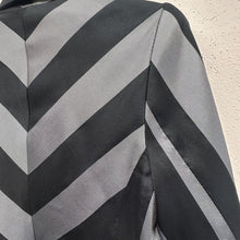Vintage 90s Black Silver Striped Cropped Blazer | Geometric Statement Jacket Made Australia