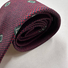 Vintage Mitsukoshi 100% Silk Tie Burgundy Red Green Geometric Pattern Japanese Necktie
