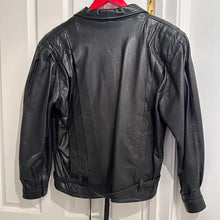 Vintage Australian Leather Jacket, 80s Black Pleated Panel Power Jacket, Size M