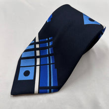 Vintage Australia Retro Abstract Geometric Navy Blue Necktie 1980s 1990s