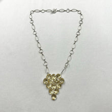 Vintage Rhinestone Cluster Necklace | Champagne Crystal Statement Pendant | Y2K Glam Jewelry | Silver Chain Necklace