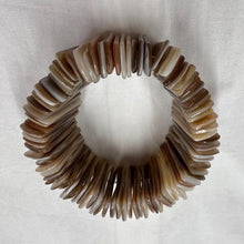 Vintage Mother of Pearl Stretch Bracelet | Natural Shell Tile Bracelet | Neutral Statement Jewelry