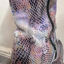 Y2K Platform Knee High Boots by Luchiny | Metallic Snake Print Leather Boots EU 38