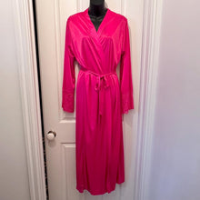 Vintage Fuchsia Satin Peignoir Set – Lace Trim Maxi Nightgown & Robe