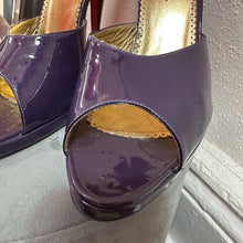 Vintage Italian Heels Purple Patent Leather Mule Sandals Stiletto Heels Made in Italy Size 45