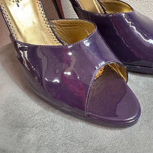 Vintage Italian Heels Purple Patent Leather Mule Sandals Stiletto Heels Made in Italy Size 45