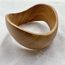 Vintage Carved Wood Bangle | Wide Wooden Bracelet | Sculptural Statement Cuff | Natural Grain Bohemian Jewelry