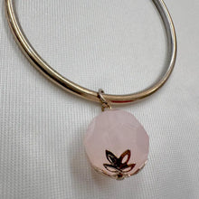 Vintage Gold -Tone Bangle with Pink Faceted Bead Charm | Minimalist Bracelet | Rose Quartz Style Statement Bangle