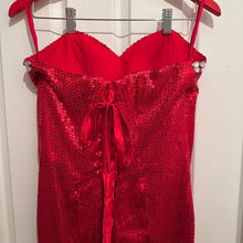 Vintage Red Sequin Lace-Up Evening Gown / Y2K Glam Maxi Dress / Rhinestone Formal Mermaid Dress