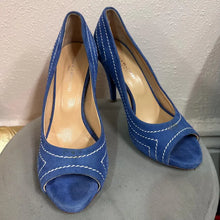Bianca Buccheri Blue Suede Open Toe Heels – Made in Italy Designer Stiletto Pumps