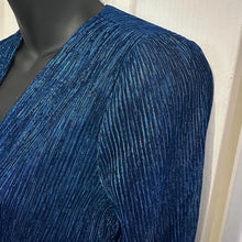 Vintage Electric Blue Metallic Pleated Mini Dress | 1980s Sheer Ruffle Party Cocktail Dress