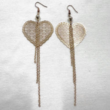 Gold Filigree Heart Chain Tassel Earrings – Vintage Lace Statement Drops