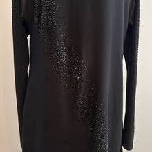 Black Rhinestone Maxi Dress, Long Sleeve Evening Gown, Minimalist Partywear