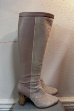Pink Two-Tone Knee-High Boots – Suede & Leather Mix