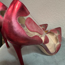 Gianvito Rossi Red Metallic Leather PVC Pointed Stiletto Heels UK 5