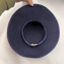 Vintage Black Wool Wide Brim Hat | Feather Trim, Ribbon Detail, Made in New Zealand