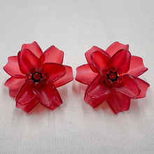 Vintage Red Acrylic Flower Earrings | Statement Floral Stud Earrings | Translucent Beaded Flower Earrings