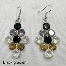 Vintage Rhinestone Cluster Drop Earrings | Silver Tone Statement Jewelry